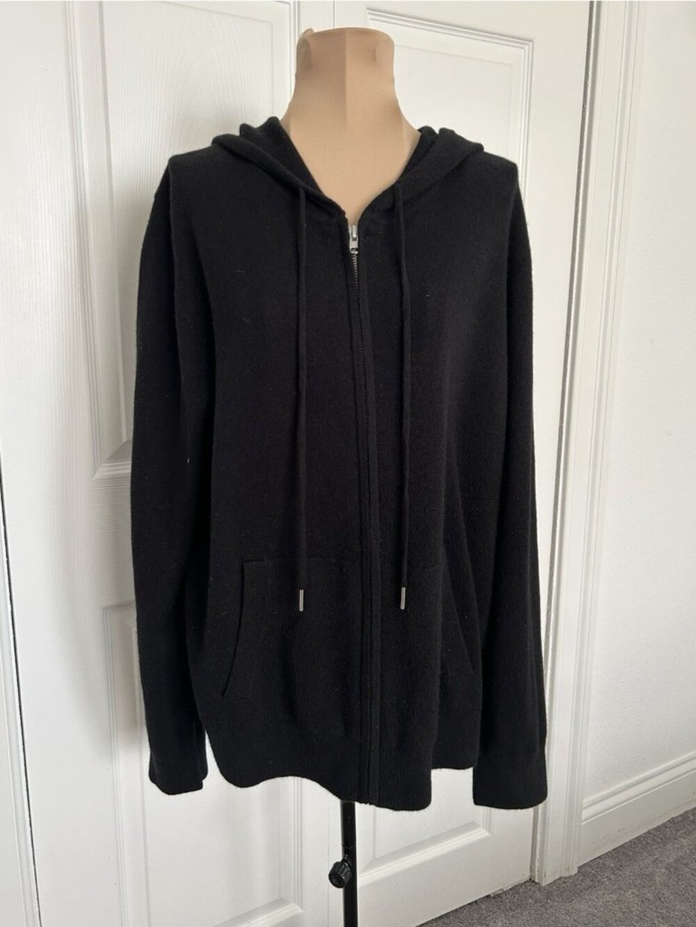 Quince $268 Mongolian Cashmere Full-Zip Hoodie Black Womens Size XL - Picture 9 of 16